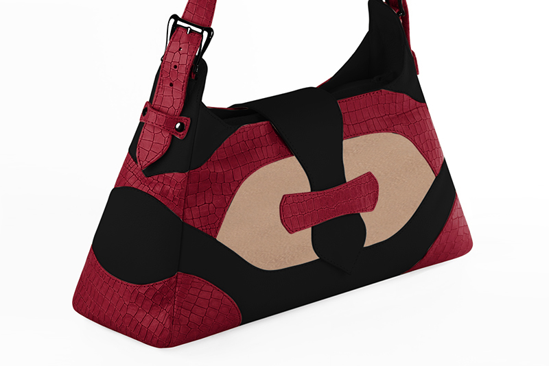 Handcrafted women's luxurious elegant handbag in premium cardinal red, champagne white and matt black leather. Perfect for elevated everyday style.   
                Choose from our luxurious collections of leather and fabric to perfectly match your handbags to your outfits.